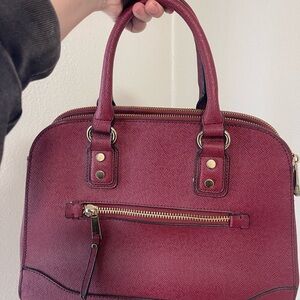 Aldo Burgundy Satchel with Gold Hardware